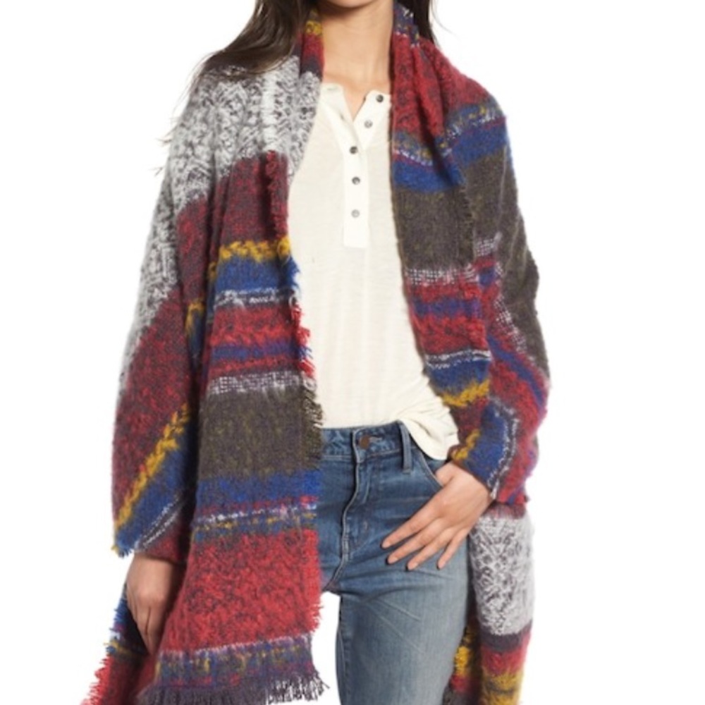 Treasure & Bond Brushed Stripe Blanket Wrap - Picture 1 of 6